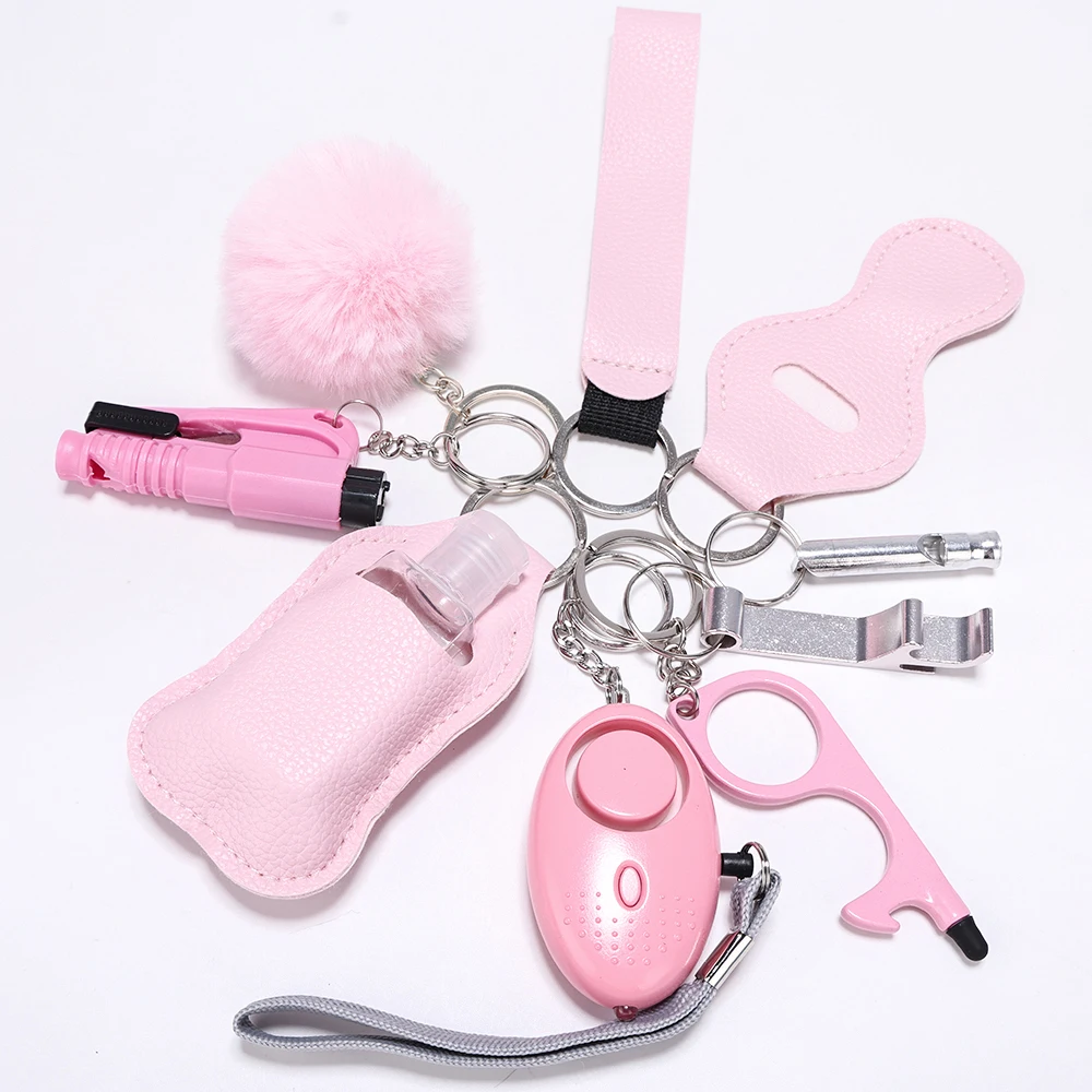 9pcs Self Defense For Women Safety Keychain Full Set With Personal Alarm, Knife Accessories Birthday Gifts For Mom Women Girls