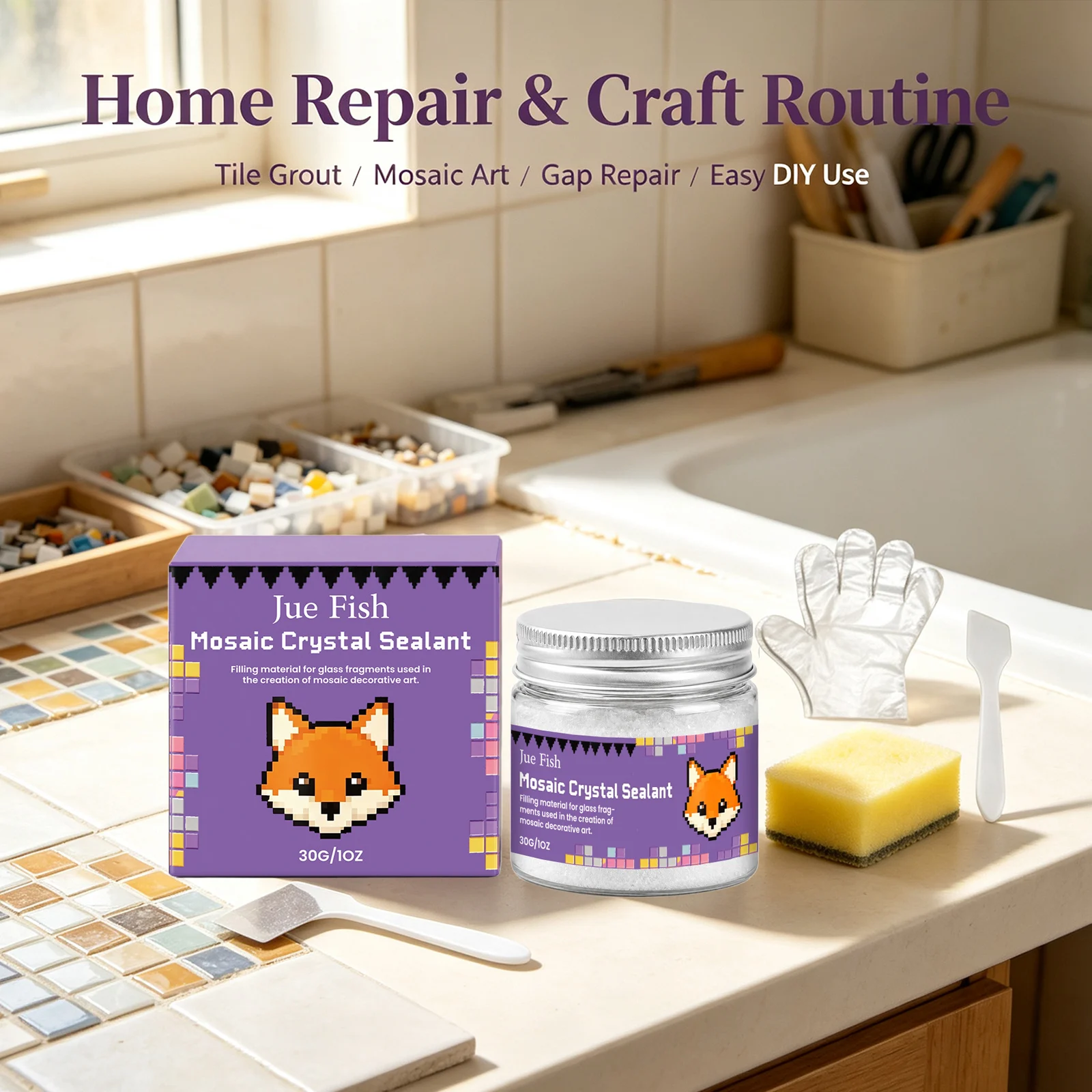 Mosaic Crystal Sealant Grout Kit Filling Gaps Waterproof Mildew‑resistant Mosaic Tile Filling Agent Art Decoration Joint Filler