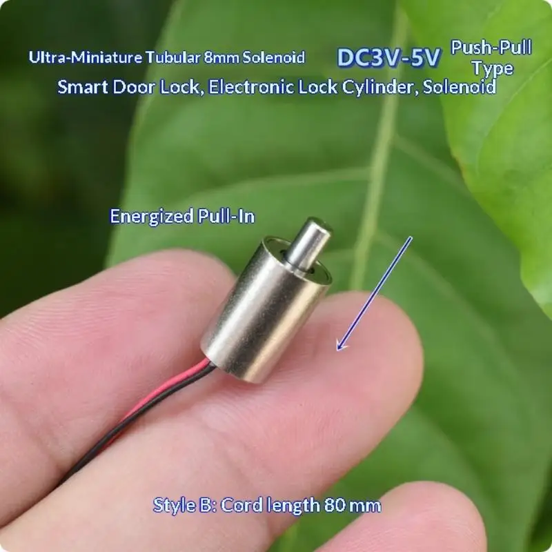 DC 3V 3.7V 5V Mini Tiny 8MM Cylindrical Suction Type Push-Pull Linear Solenoid Electromagnet Cylinder DIY Fingerprint Lock