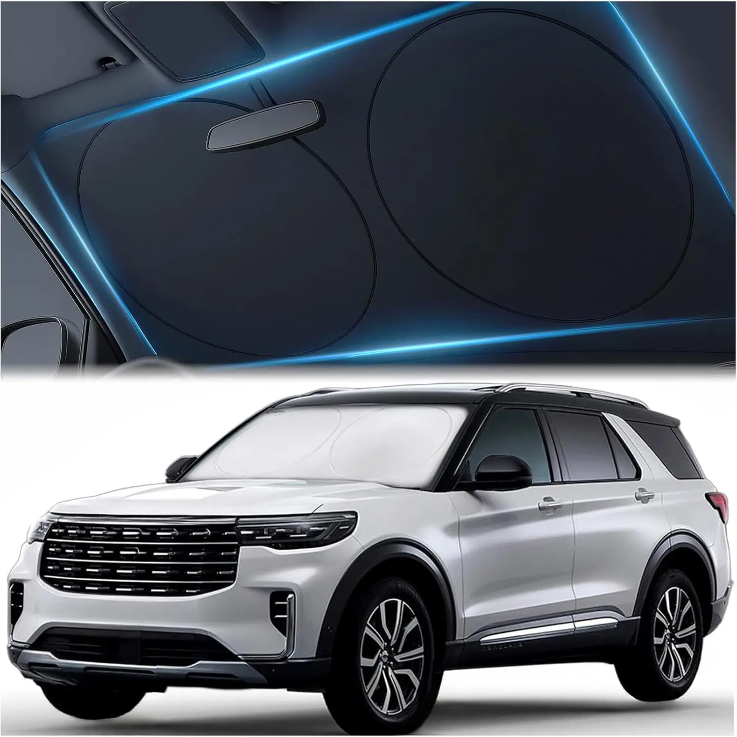 

Car Windshield Sunshade Double-Layer Design for 2X Heat Blocking Blocks UV Rays Foldable Sun Shade for Cars Trucks SUVs Keeps
