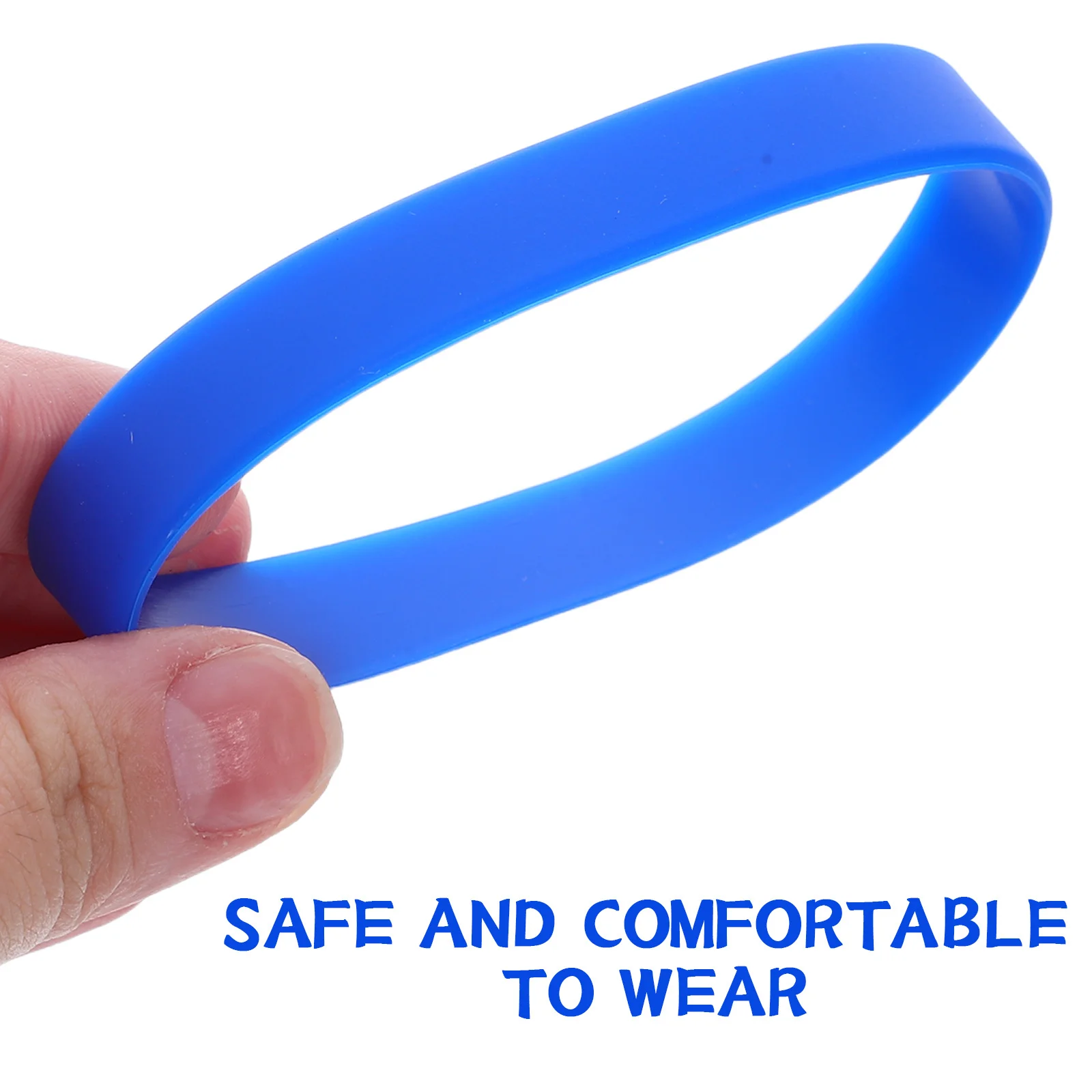 50Pcs Blue Silicone Wristbands Plain Blank Stretch Solid Color Bracelets Party Favor School Employee Wristbands Bulk