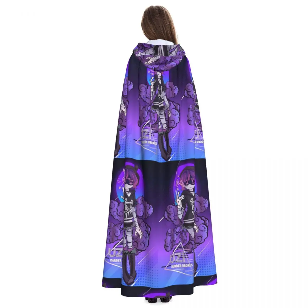 Murder Drones N And Uzi Doorman Long Hooded Cloak Witch Medieval Costume Cosplay Cape HalloweenVampire Adult Unisex - view 6