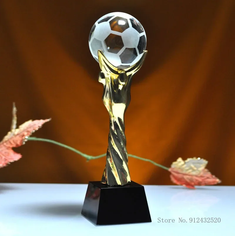 Custom Electroplating Metal Trophy for Sports Holding Basketball, Football, Crystal Ball, Gold, Silver, Copper Gift Trophies 1Pc