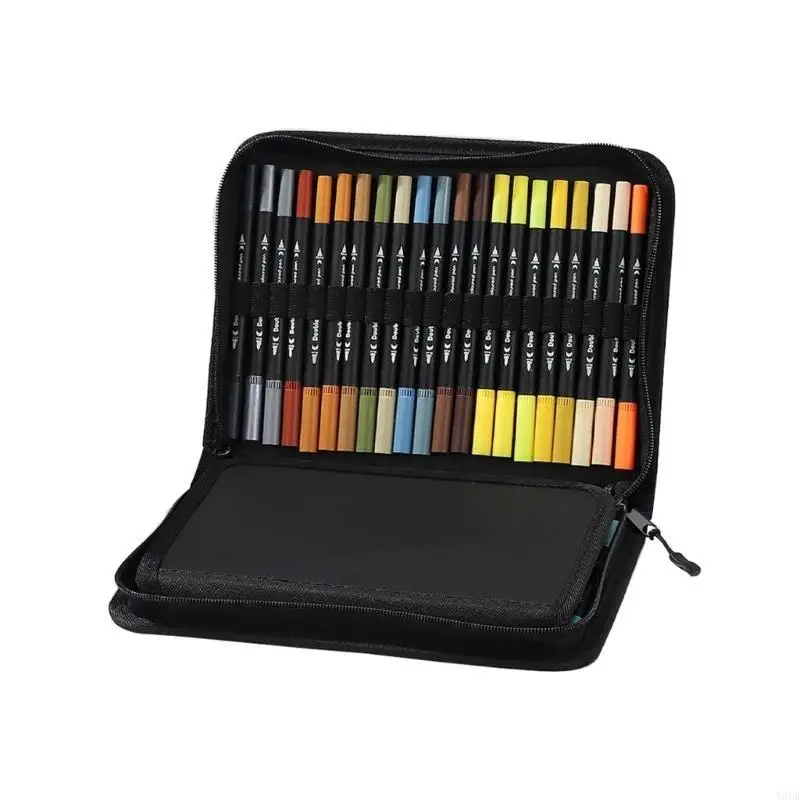 

Y5LB Double End Acrylic Paint Pen with Storage Case, 60/72 Color Marker Pen Brush Tip
