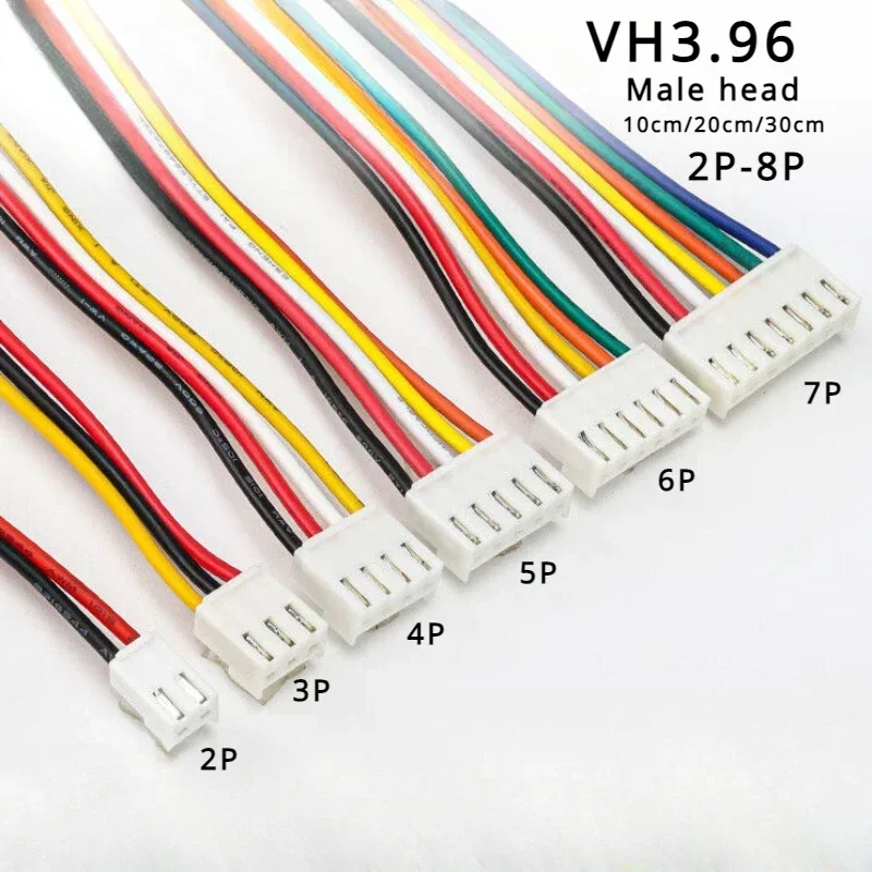 VH 3.96mm male Housing Plug Connector Wire Cable JST VH3.96 2P 3P 4P 5P 6P 7P 8P 22AWG Wire 10/20/30cm Single Head Connector