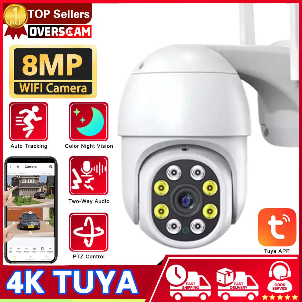 Tuya Smart Life 4K 8MP WiFi Camera PTZ Surveillance Home Baby Monitor Security Protection Auto Track CCTV Video Outdoor Camera