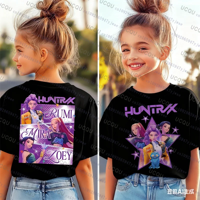 Kpop caçadores de demônios pai criança halloween kpop caçadores de demônios camiseta harajuku moda casual algodão criança camiseta cosplay roupas