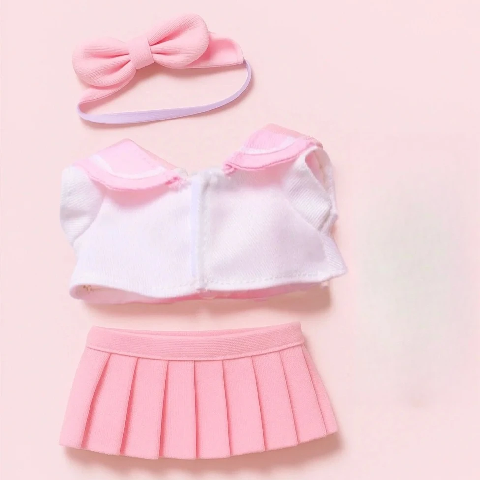 For 17cm Labubu Doll Anime JK Uniform 3Pc Set Cute School Sailor Dress Only Clothes Ropa Doll Accessory