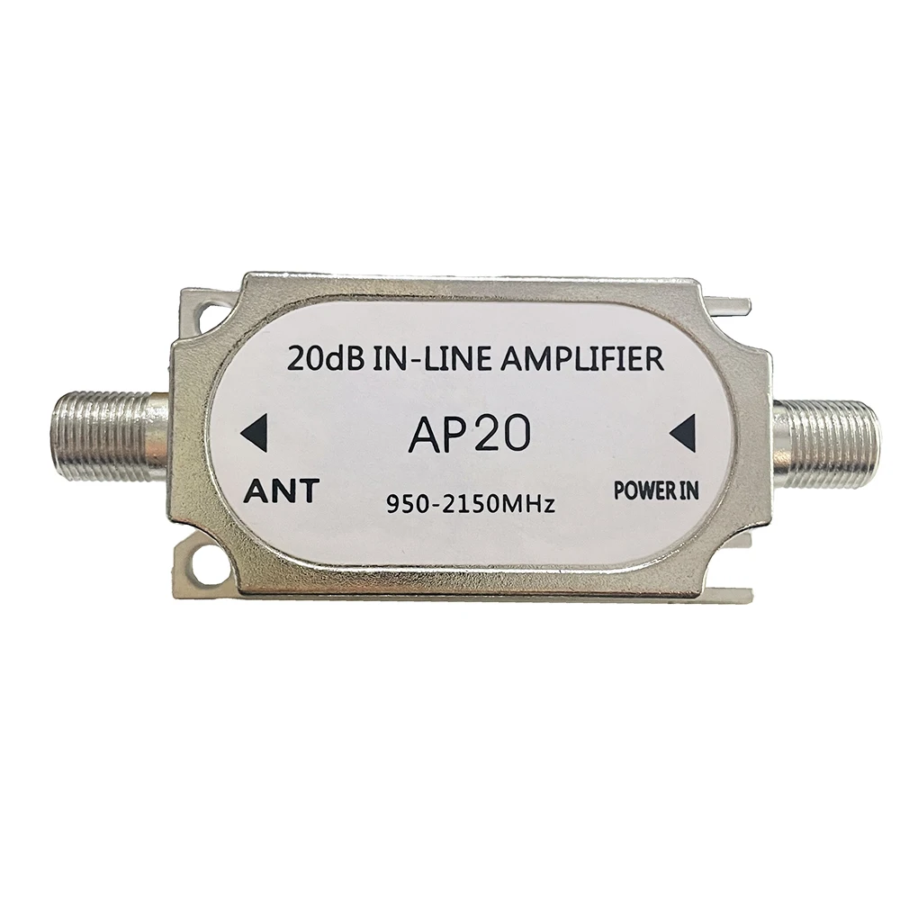 AP20 Satellite 20dB In-line Amplifier 950-2150MHZ Signal Booster for Antenna Cable Run Channel Strength