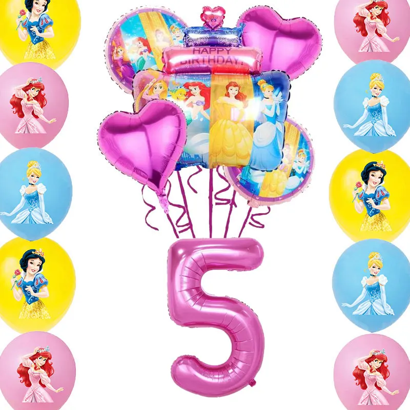 Disney Princess Birthday Decoration Party Supplies Tableware Set New White Snow Paper Cups Plates Tablecloth Balloons Baby Gifts