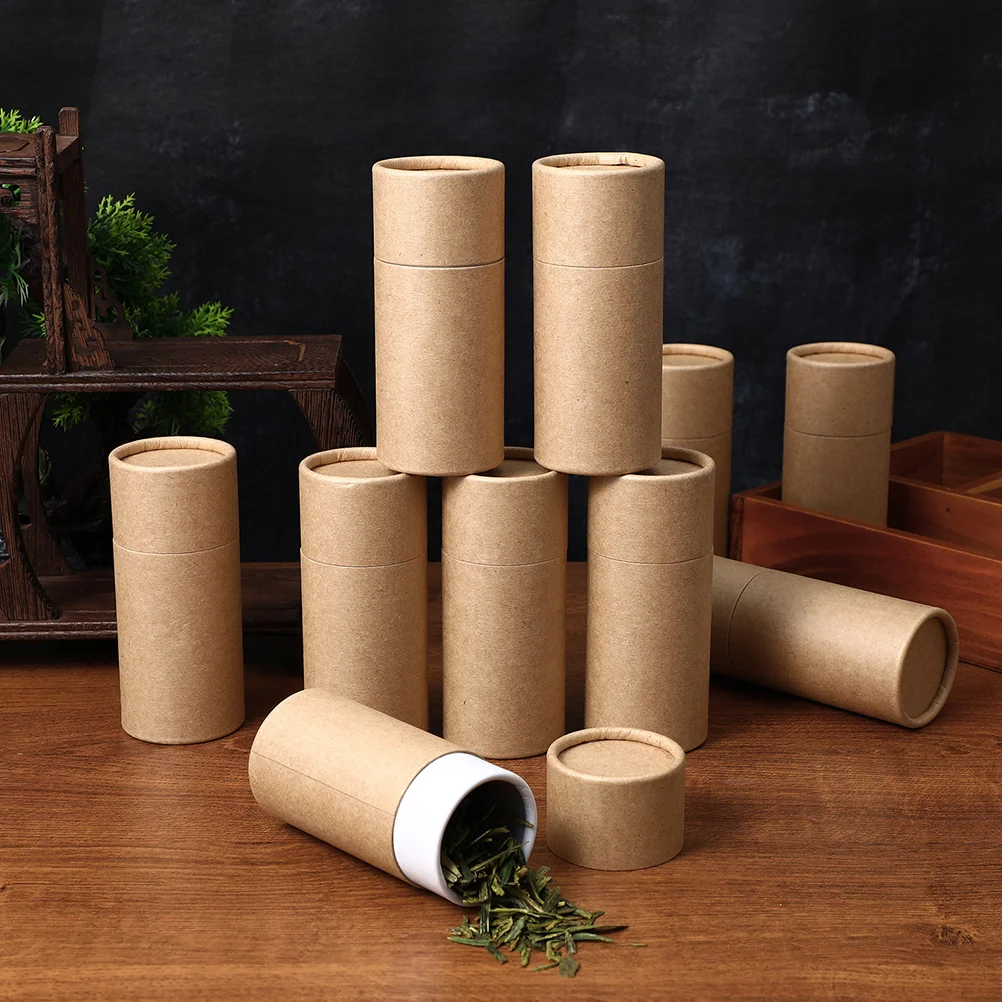 

15 Pcs Cardboard Tube Packaging Paper Gift Box Food Containers with Lids Household Storage Jar Kraft Tea