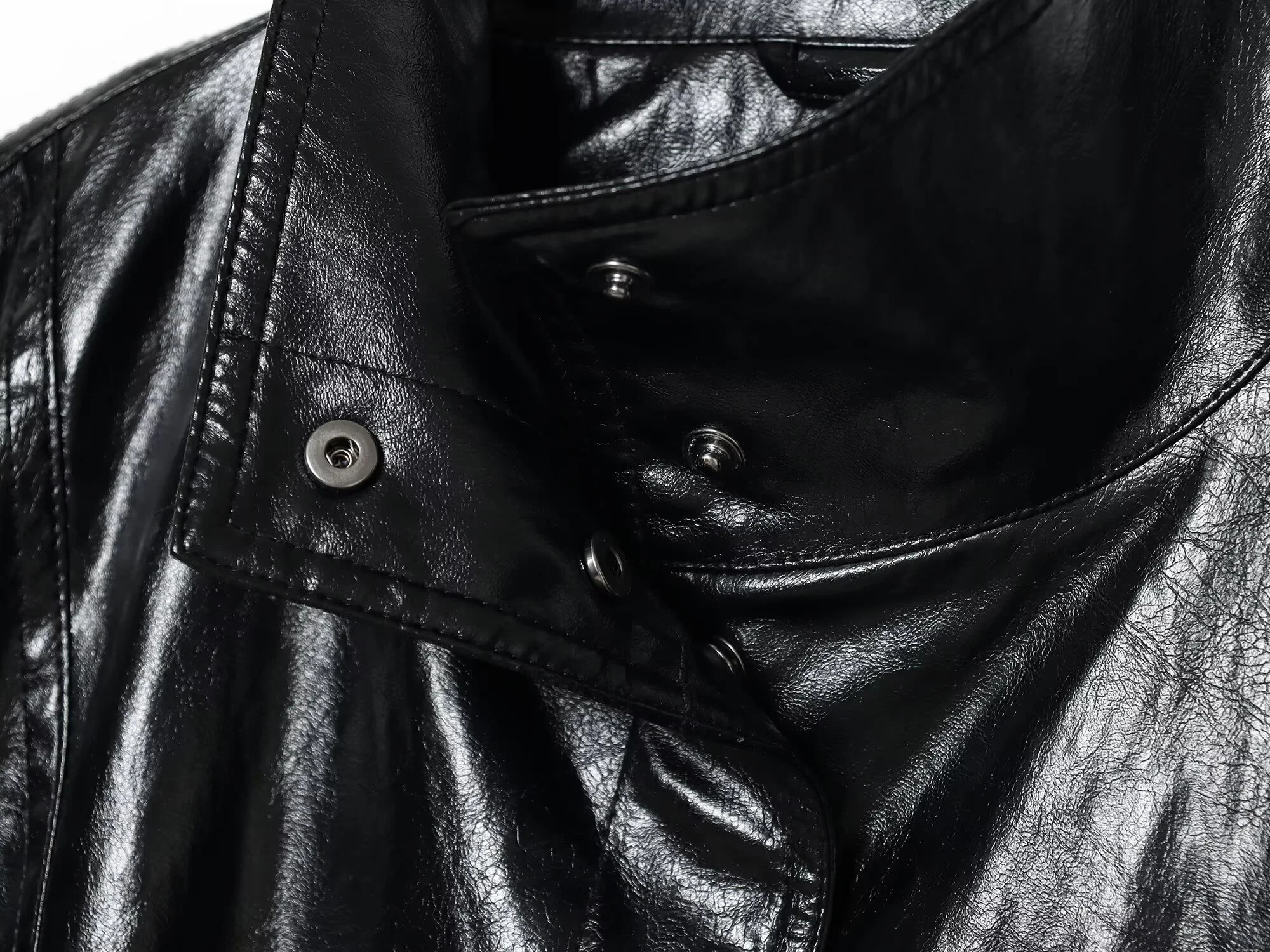 2025 inverno nova moda feminina casual solta gola alta manga longa piloto preto unisex simples jaqueta de couro