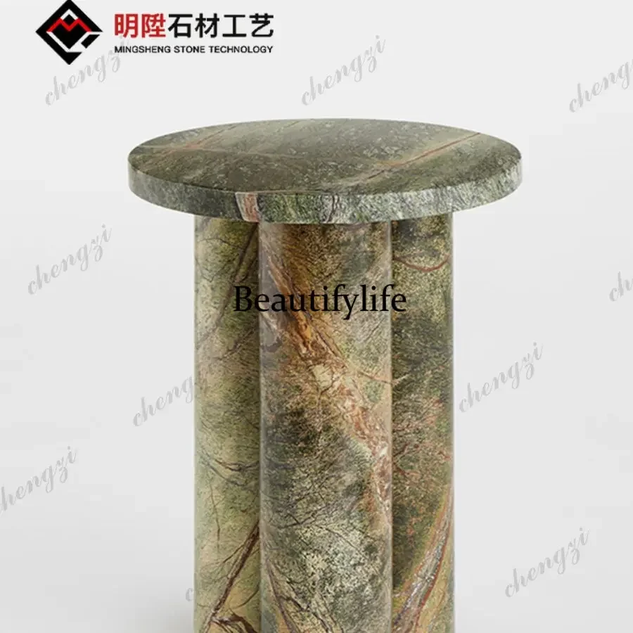 D8000  Nordic style extremely simple marble edge few solid rough stone model room living room sofa cylindrical coffee table