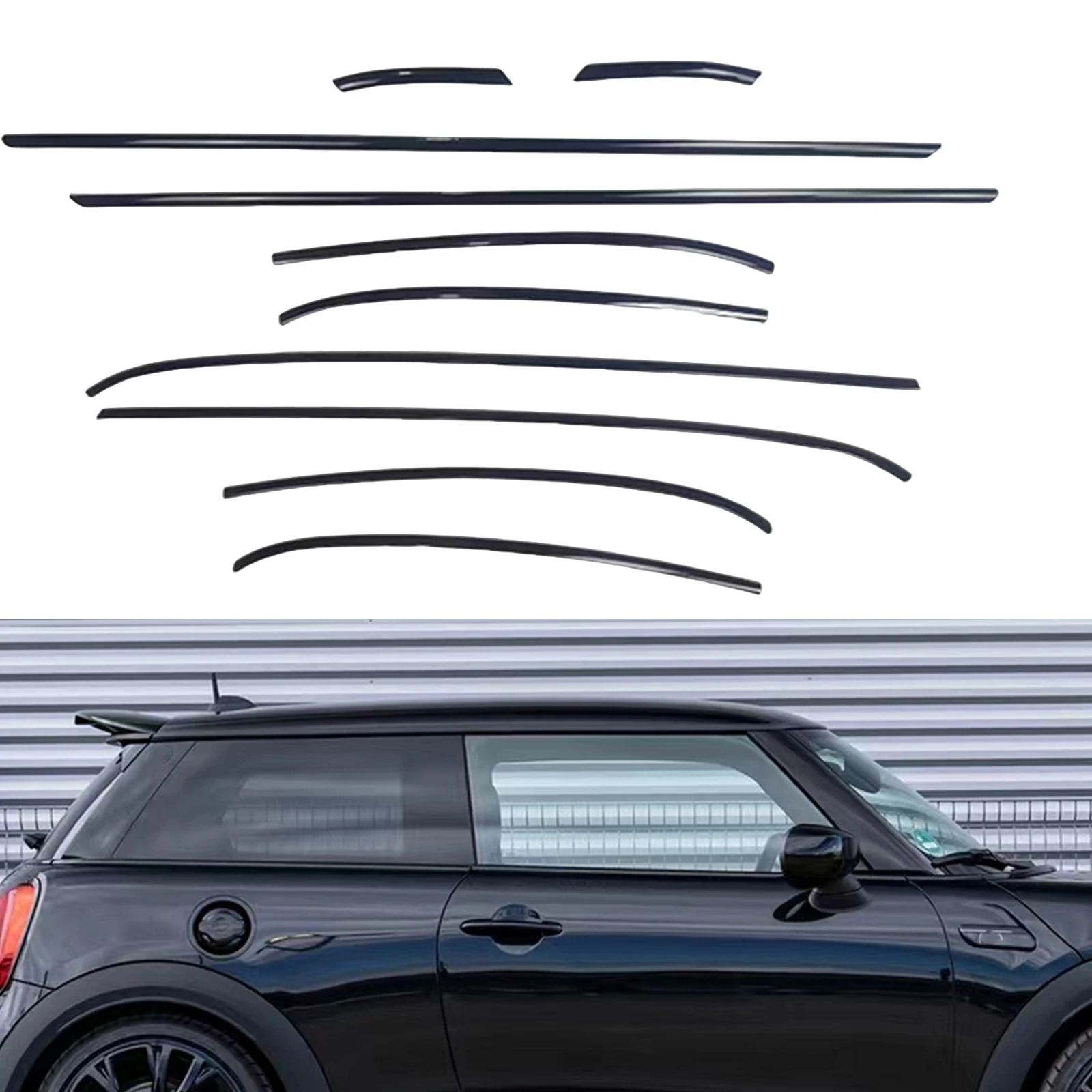 

For Mini Cooper R56 2 Door 2007-2013 Chrome Black Window Exterior Decorative Moulding Trim Seal Strip Weatherstrip