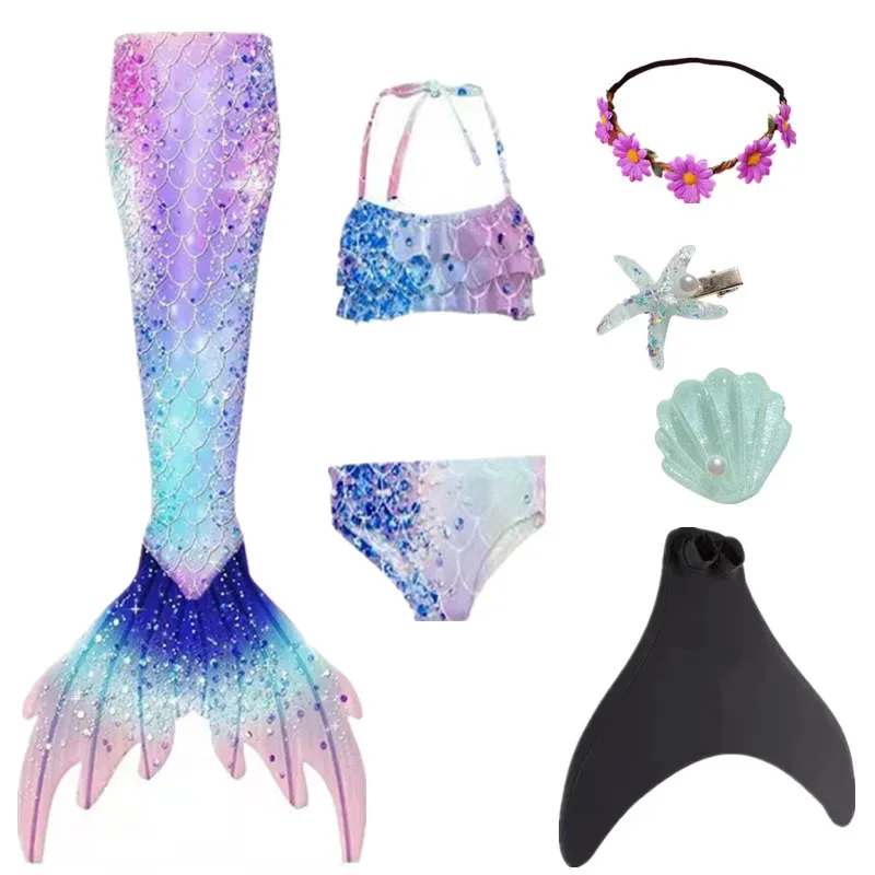 Cosplay Summer Kids Swimming Mermaid Tail Mermaid Costume Cosplay Children Princess Party Fantasy Swimsuit Can Add Monof Cosplay view 2