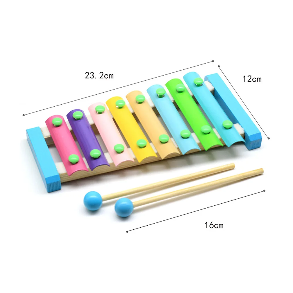 8 Notes Wooden Xylophone with 2 Wooden Mallets Colorful Keys Small Xylophone Percussion Instrument Perfect for Music Tools