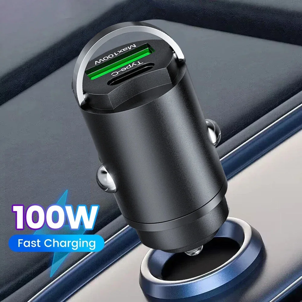 USB Car Charger Type C QC3.0 PD Mini 100W Car Chargers Fast Charging Car Phone Charger Adapter For iphone Samsung Huawei Xiaomi