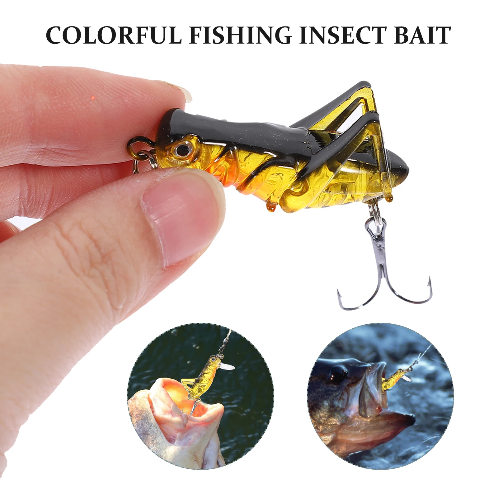 

5Pcs 3.3cm 3g Simulation Grasshopper Fishing Lures Bright Color Hard Baits High Metal Hook Resistant Freshwater