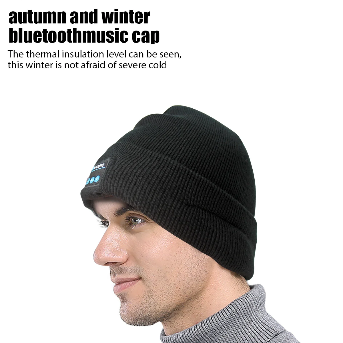 Gorro de música inalámbrico con Bluetooth, gorro tejido para exteriores, auriculares, gorro cálido para invierno, altavoz, gorra extraíble para ciclismo, correr, Yoga