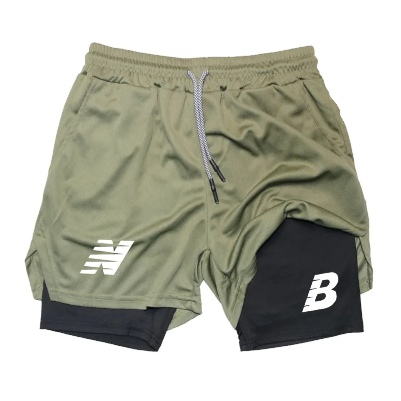 Fashion Men Clothing Running Shorts Jogger Sports Shorts Brand Print Compression Casual Shorts Mens Gym Fitness Training Shorts