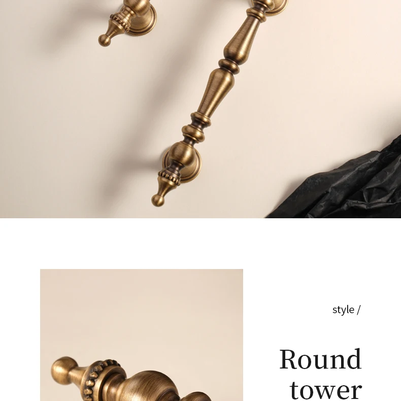 Antique brass crown cabinet handle product image 9