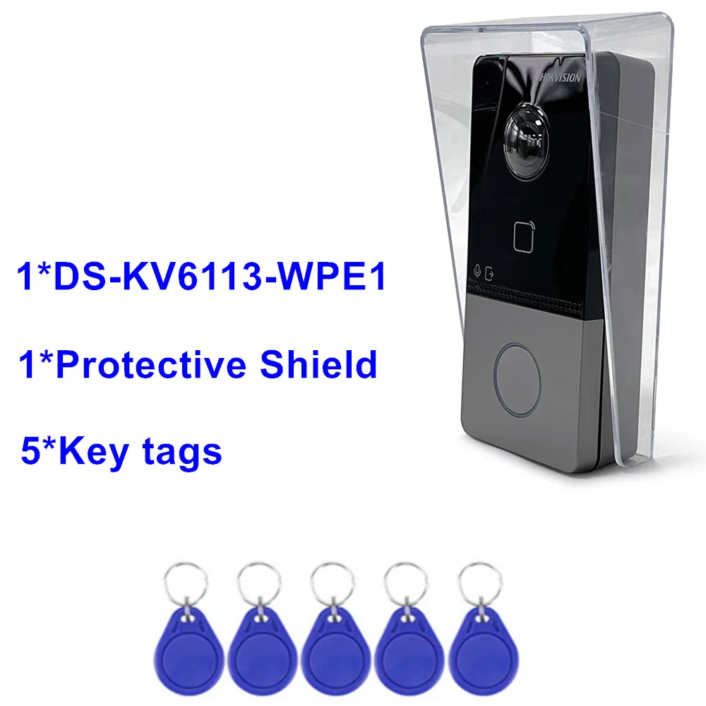 Hikvision IP Villa Doorbell กลางแจ้งหน่วย DS-KV6113-WPE1 Raincover Entry ประตูวิดีโอ Intercom ประตู Station