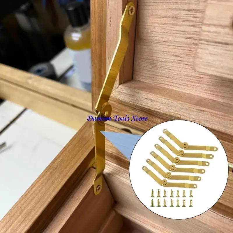 57BE Gold Folding Hinges set Folding Hinge Brackets Functional Hinges set for Enhances Cabinet & Jewelry Box Functionality