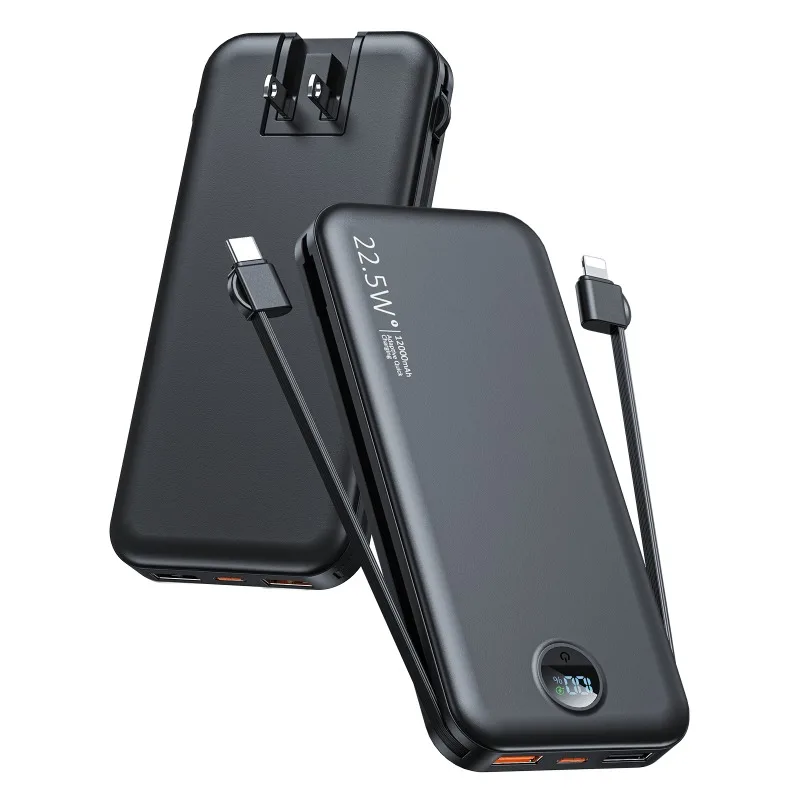 iPhone、iPad、Galaxy対応 12000mAh スリム急速充電USB-Cモバイルバッテリー LEDディスプレイ搭載 旅行必需品