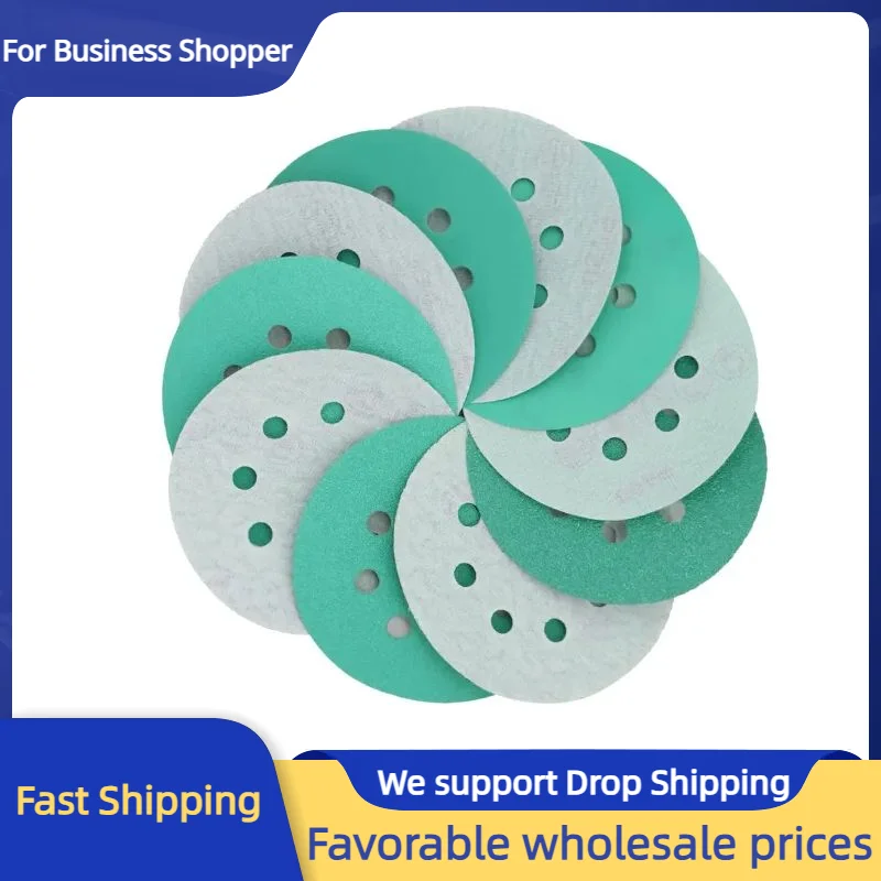 

60Pcs 5 Inch Film Sanding Discs Set, 8 Holes Wet Dry Sandpaper Hook and Loop 40-400 Assorted Grit for Random Orbital DA Sander