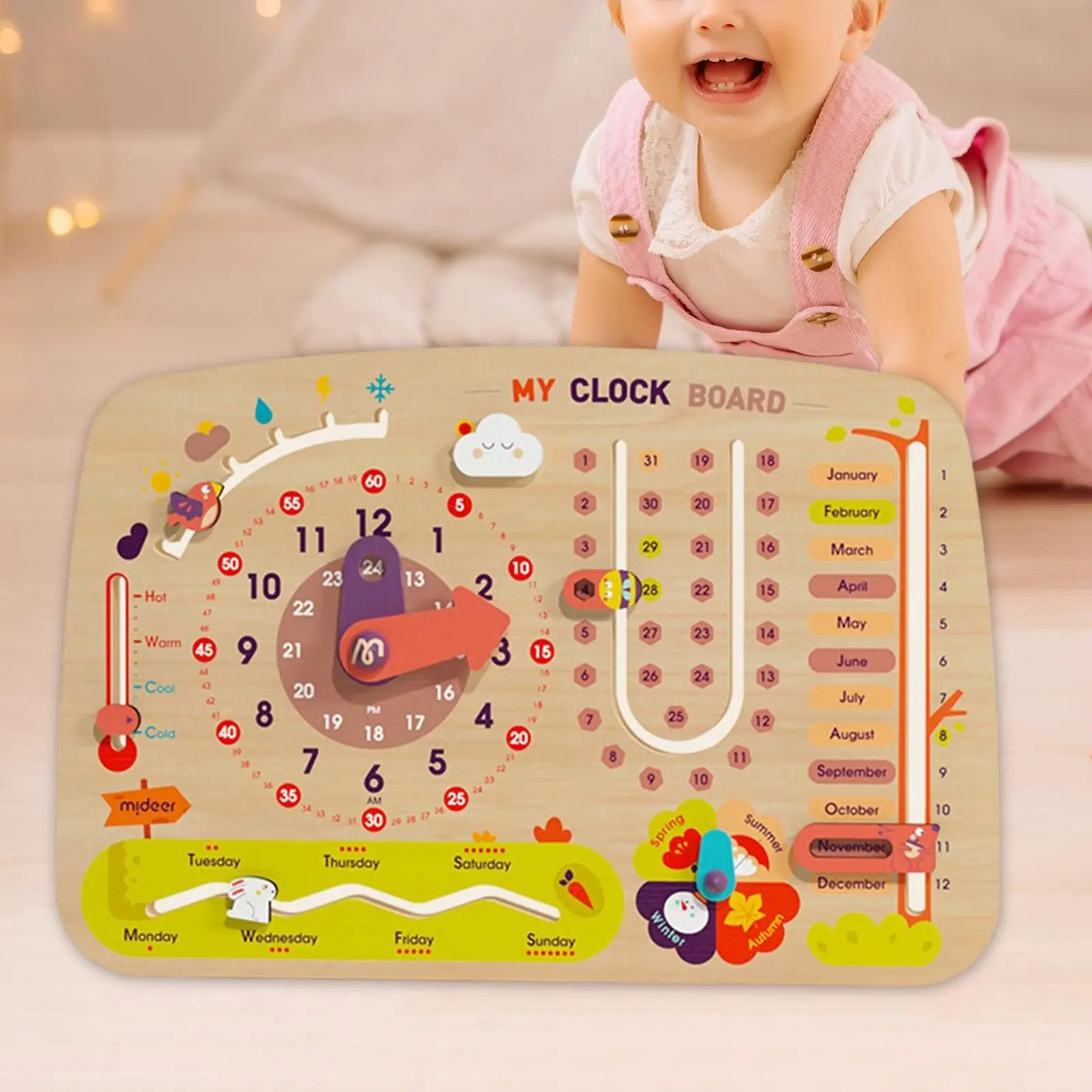 Jouets Montessori pour apprendre à dire l'heure pour enfants, calendrier 03 pour garçons et filles