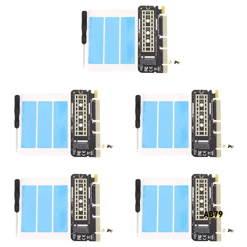 

5X M.2 Nvme SSD в PCI-E X16 Карта преобразователя NGFF M-Key M.2 Pcie PCI-Express X4/X8/X16 Жесткий диск Твердотельный диск