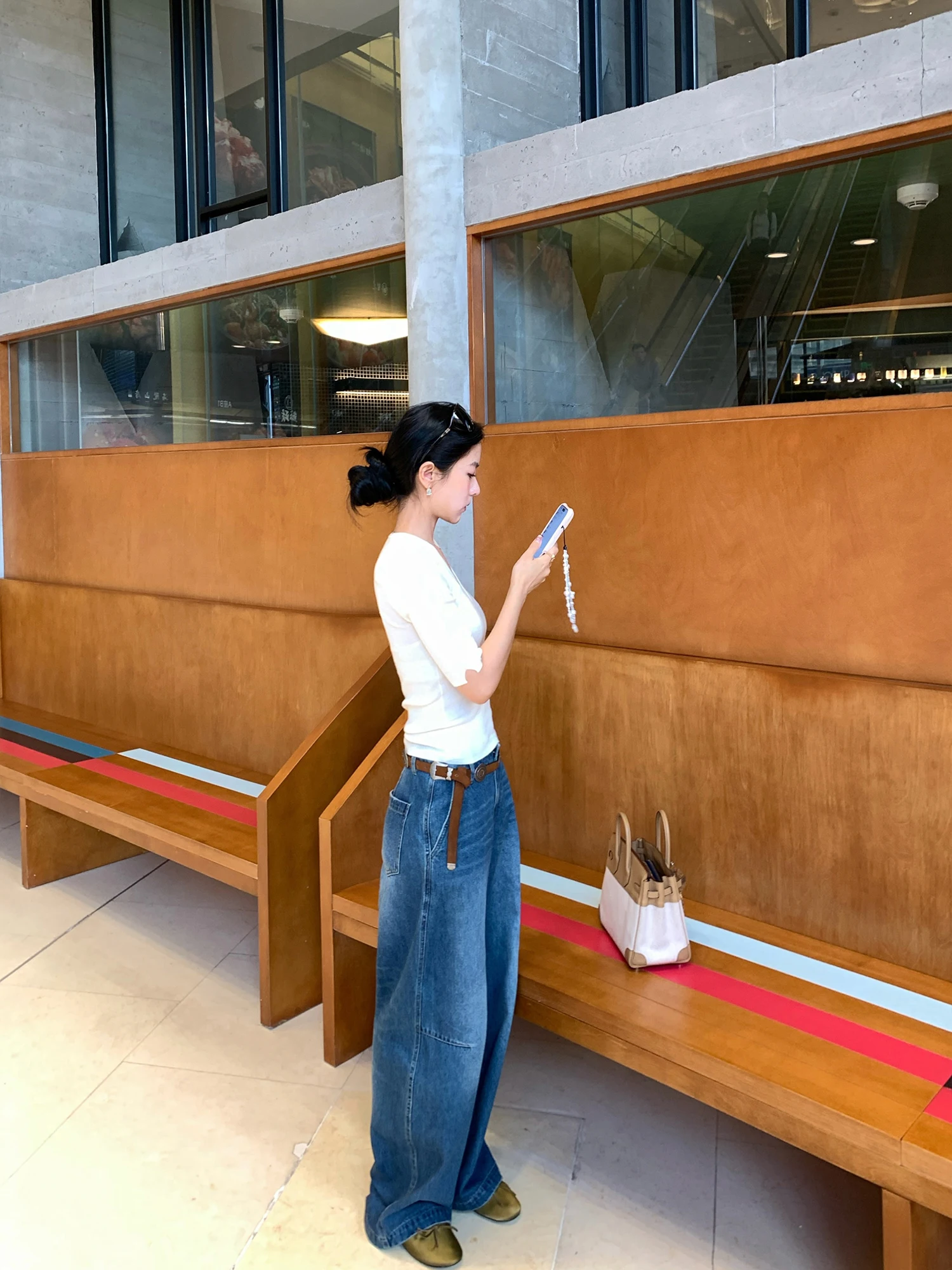 

Джинсы с высокой талией и широкими штанинами, женские, весенние, хлопковые, прямого кроя, свободные, длинные брюки, повседневные, универсальные, синие, джинсовые, в ретро-стиле