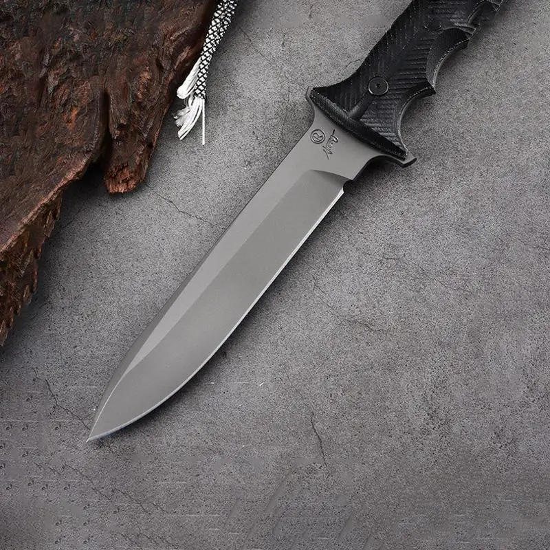 1pc Outdoor Jungle High-Hardness Military Tactical Knife, Self-Defense, Fixed Blade, Wilderness Survival Knife and Cutting Knife