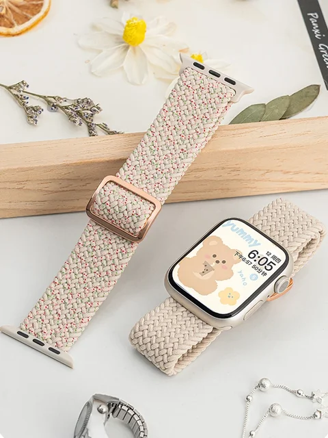 Pasek do Apple Watch 44mm 45mm 49mm 42mm 40mm 41mm 46mm Elastyczny Pleciony Solo bransoletka correa Seria 9 10 11 8 7 6 5 SE Ultra 3