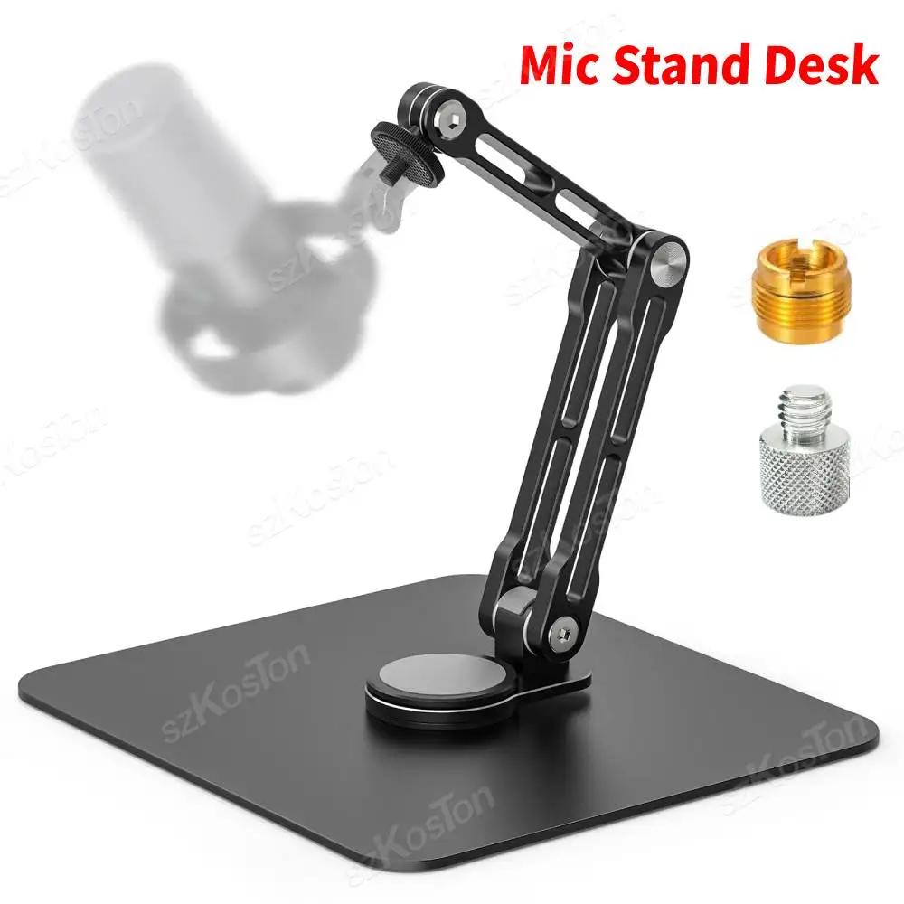 

Сверхмощная подставка для микрофона 360° ° Вращающаяся складная настольная подставка для микрофона, регулируемая металлическая стрела для записи потоковой передачи подкастинга