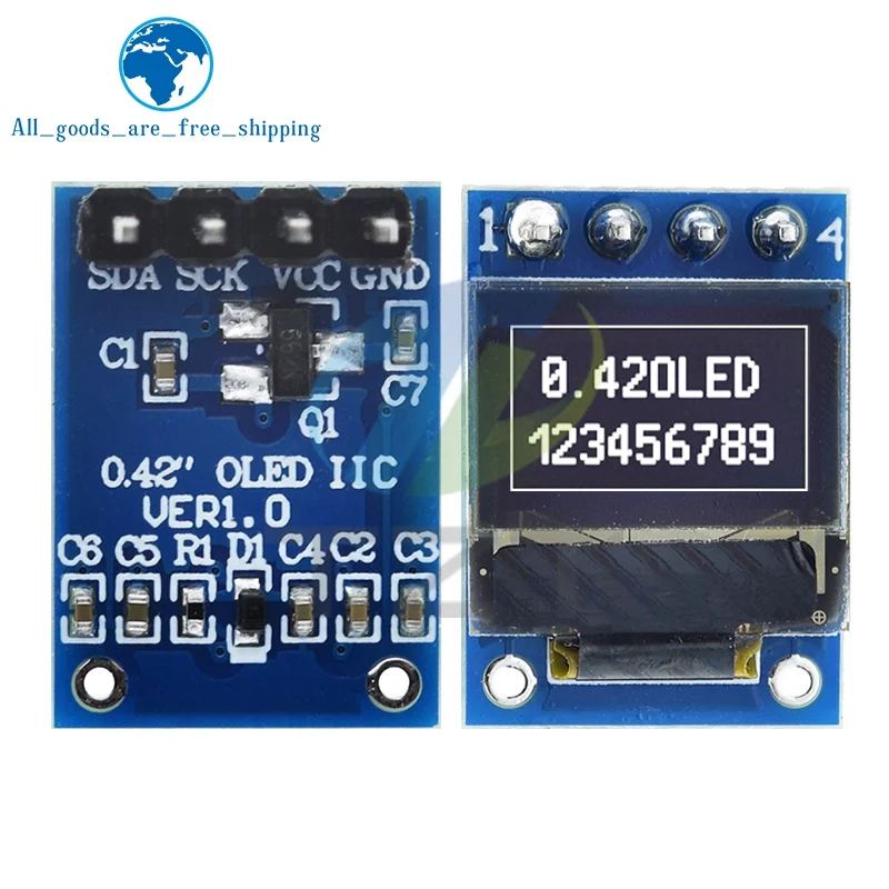 

TZT 0.42" 0.42 Inch White OLED Display LCD Module 72X40 Serial Screen White Color I2C IIC/SPI Interface SSD1306 72*40