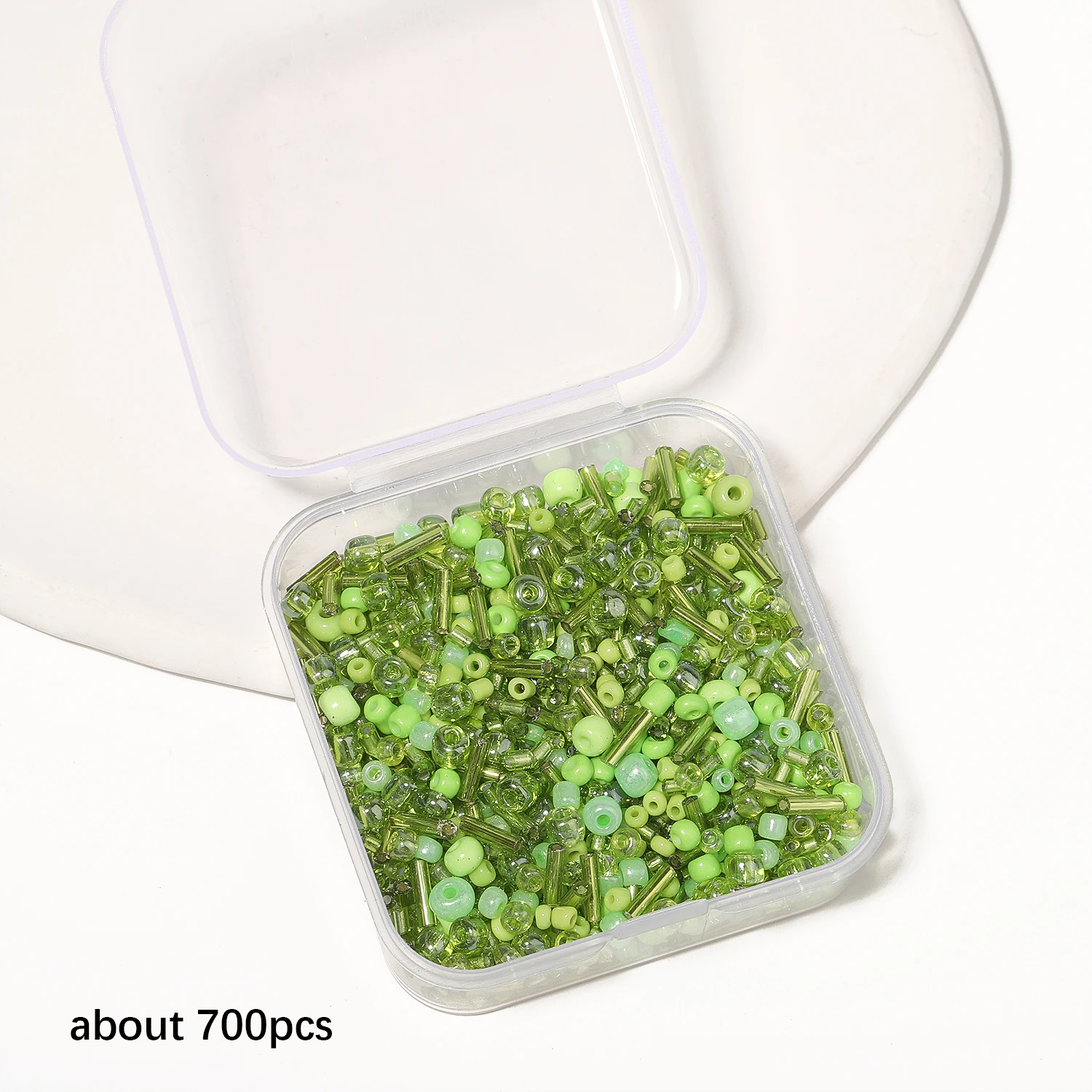700Pcs/box Green Japanese Seed Beads Mixed Delica Round Glass Beads Multi-shapes Twist Bugle Tube For Clothing Accessory