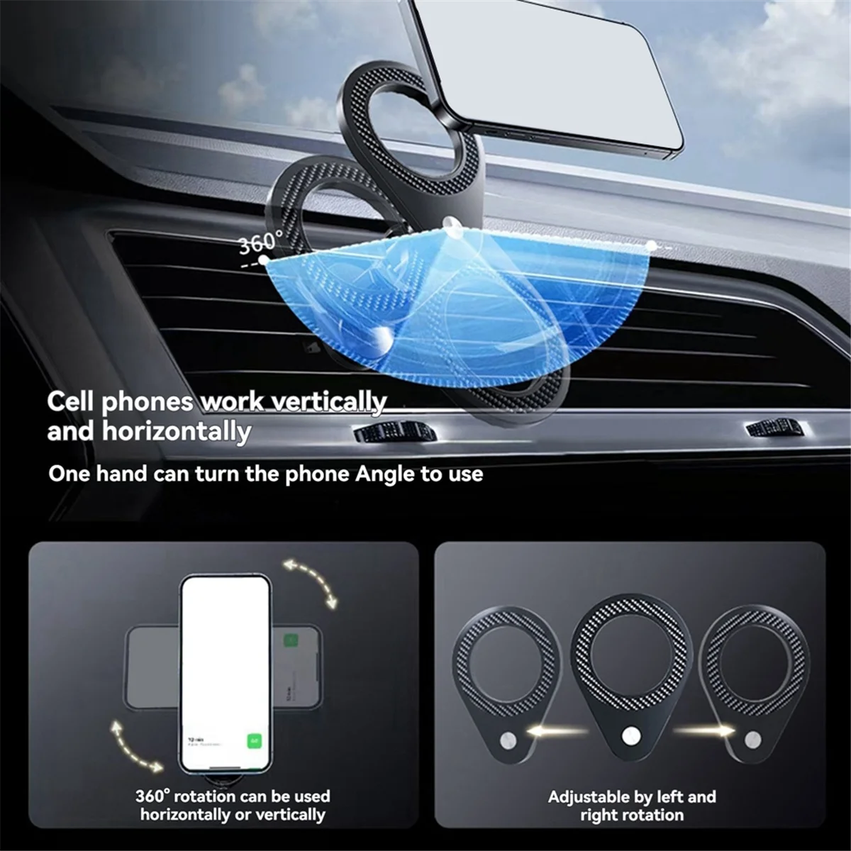 

M85K New Ring Magnetic Car Phone Holder Air Outlet, Instrument Panel Car Phone Holder Ring Car Phone Holder