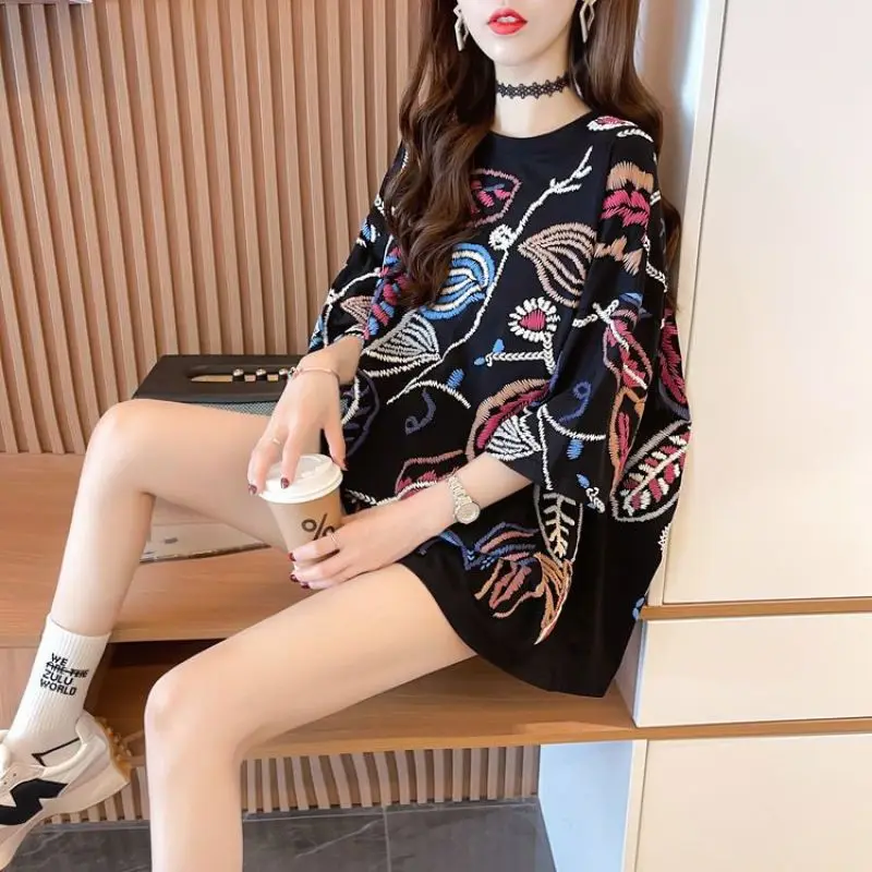 Women Summer Fashion Loose All-match Printing Cotton O-neck Short Sleeve T-Shirt Women Clothes Casual Appear Thin Trend Top Tee