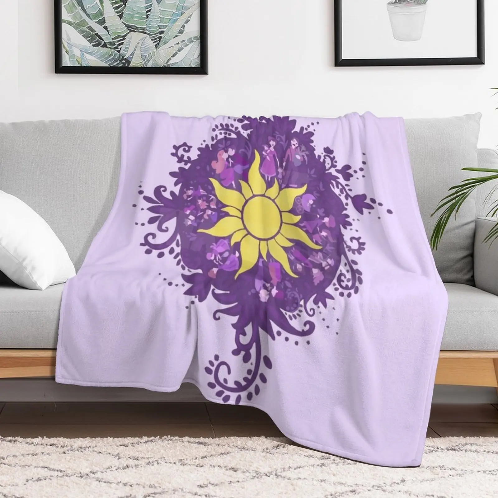 Tangled - Sun - Kingdom Dance Throw Blanket Furrys Sofa Blankets