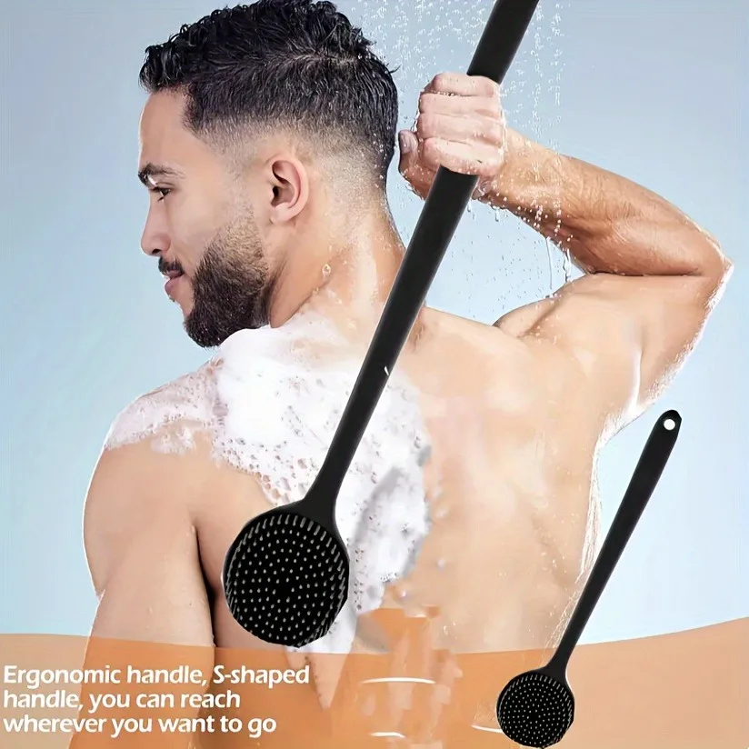 Long Handle Double-Sided Shower Brush Body Exfoliating Massage Scrubber with Soft  Firm Bristles Back Scrubber Bath Sponge