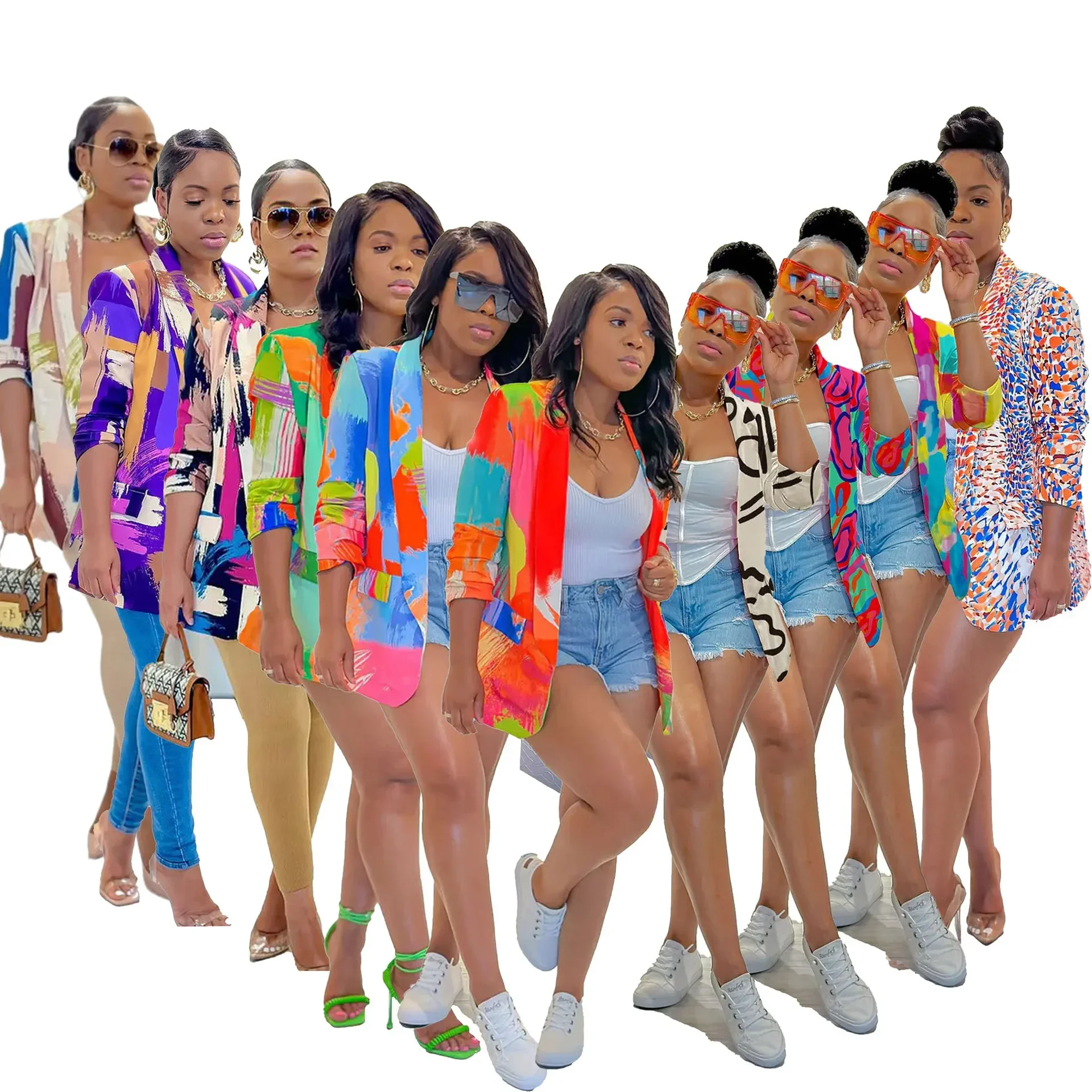 

Casual Fashionable Colorful Printed Top Jacket Polyester Fiber Regular Sleeve V-Neck Full Sleeve China Mainland Origin K2805