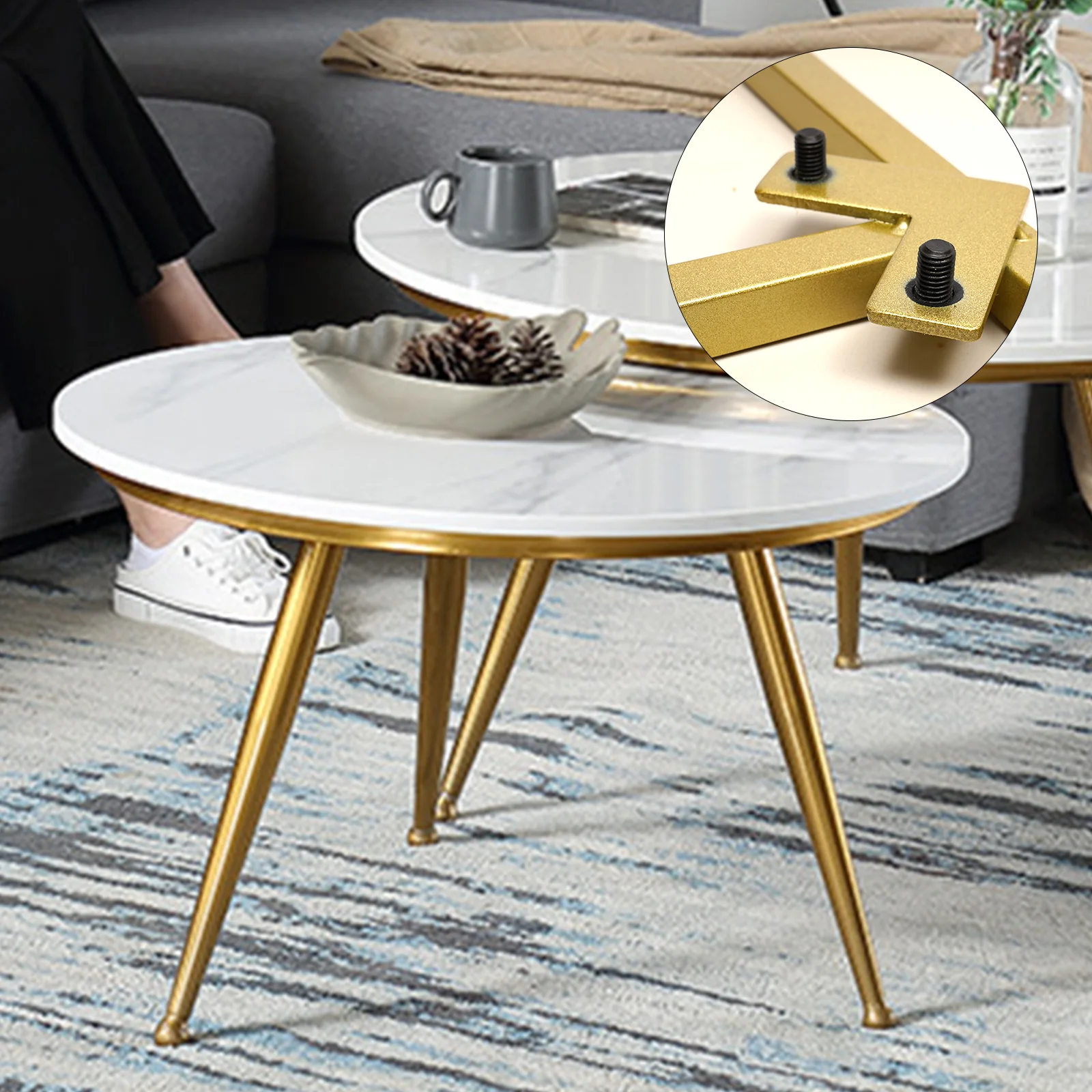 Marble Table Living Room Office Sofa Side Table Modern Round Coffee Table White