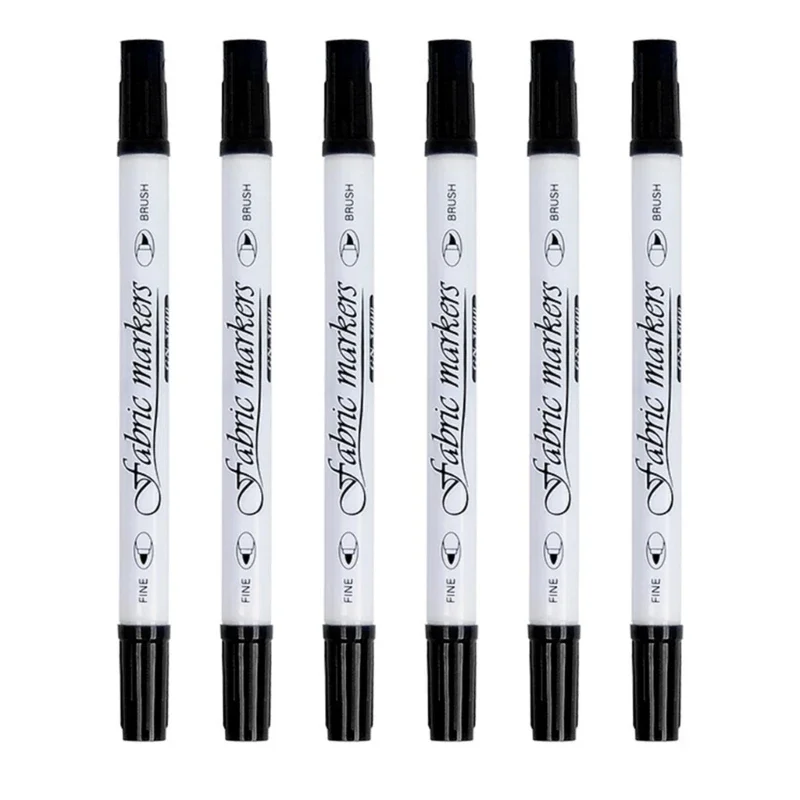 

6Pcs Fabric Marker Double Ended Fabric Pen with Fine Tip and Brush Tip for Painting on Tshirt, Canvas Bag, Hat, Clothing