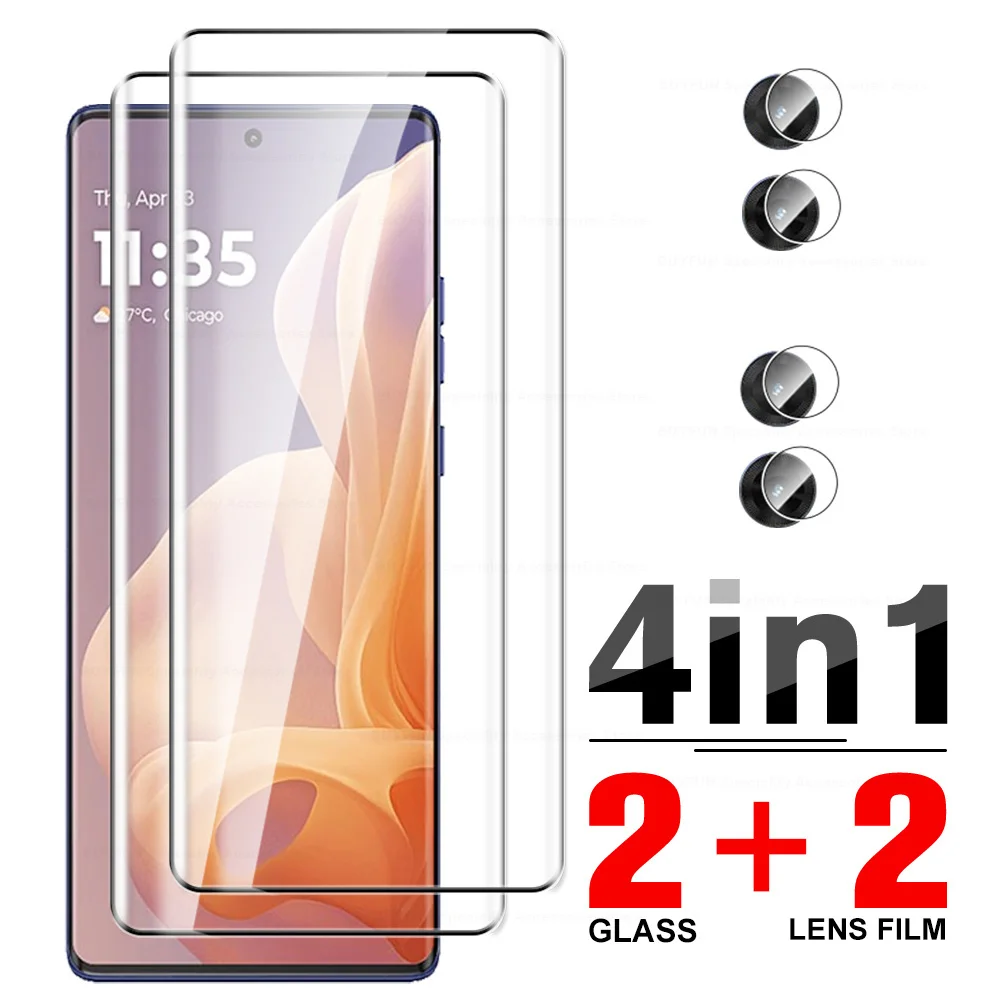 4In1 Tempered Glass Case Motorolag85 Full Glue Screen Protector For Motorola Moto G85 G 85 85G Motog85 5G 2024 Camera Lens Film