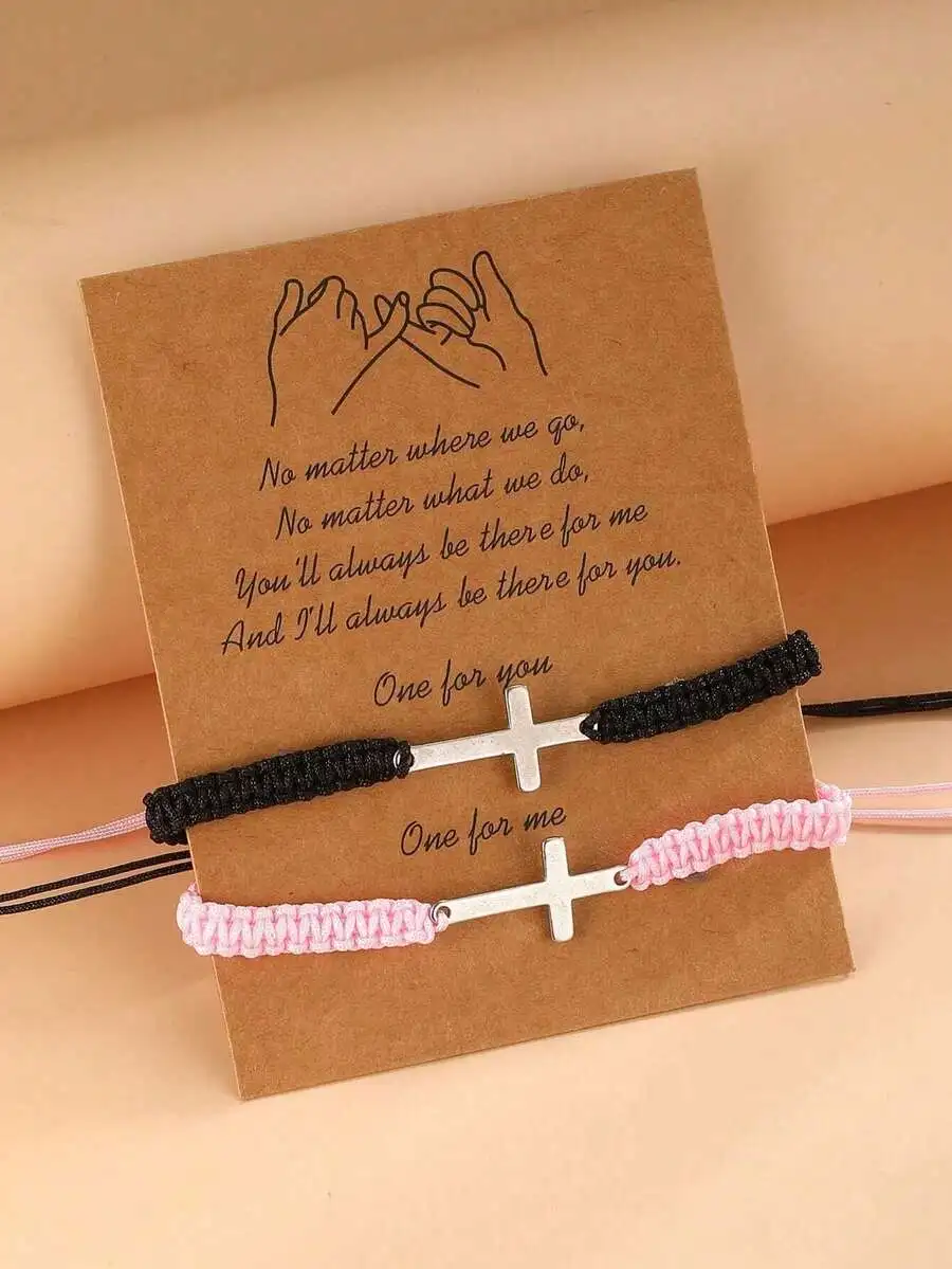 2pcs Fashion Stainless Steel Cross Fair Couple Bracelet Valentine's Day Interesting Festival Decoration Gifts,Mom,Mother,Mother'