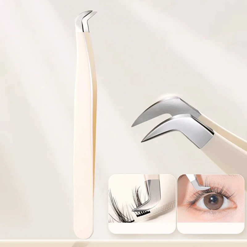 Makeup Tools Eyelash Tweezers Extension Clip Stainless Steel Anti-Static Superhard High Precision Tweezers With Fiber Tips