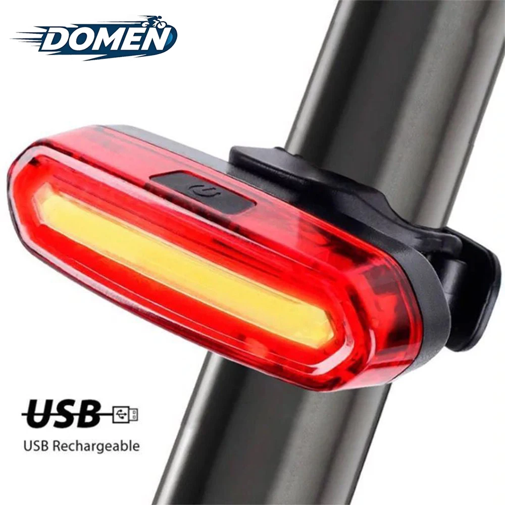 DOMEN Bicycle Taillight MTB Light Bike Rear Light USB Rechargeable LED Cycling Warning Light Bicycle Lamp Bicycle Accessories