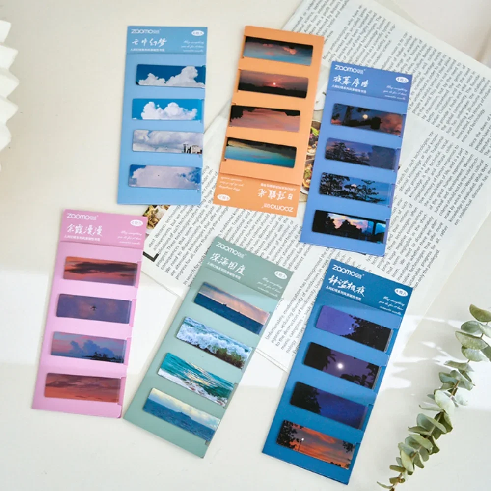 6 Style 4pcs/set Creative Magnetic Bookmarks Fantasy Clouds Magnet Page Markers Retro Literary Reading Marker