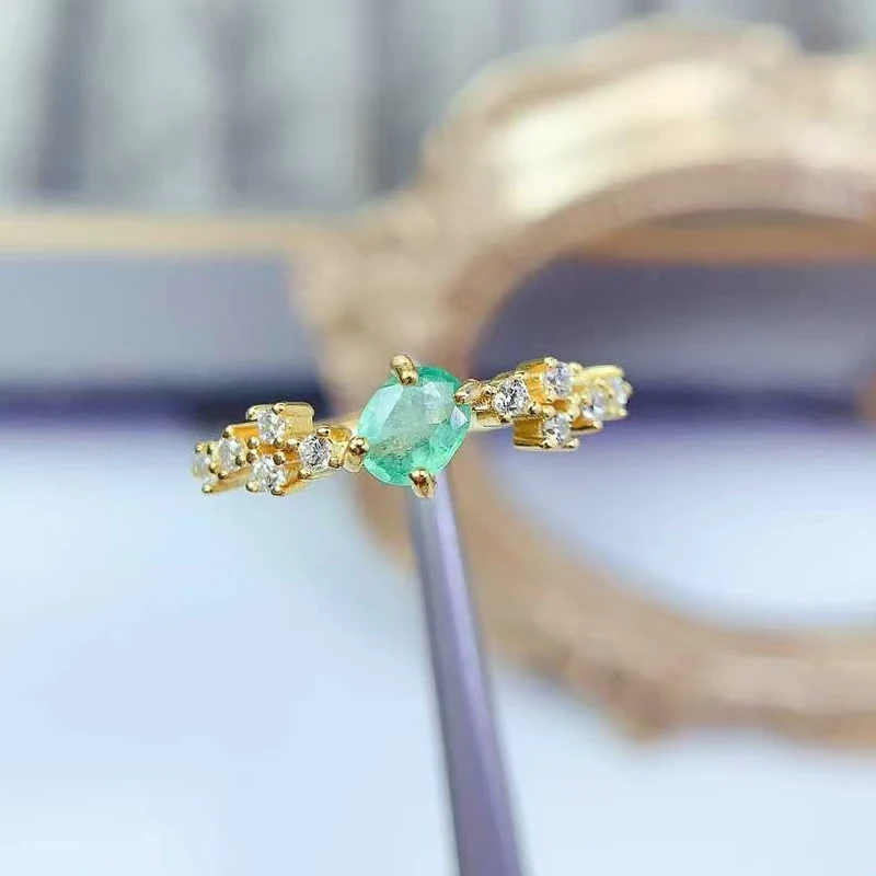 

Настоящее колумбийское кольцо с изумрудом, ювелирные изделия из серебра 925 пробы с драгоценными камнями и позолотой 18 карат, кольцо из натурального изумрудного серебра 4 мм * 5 мм